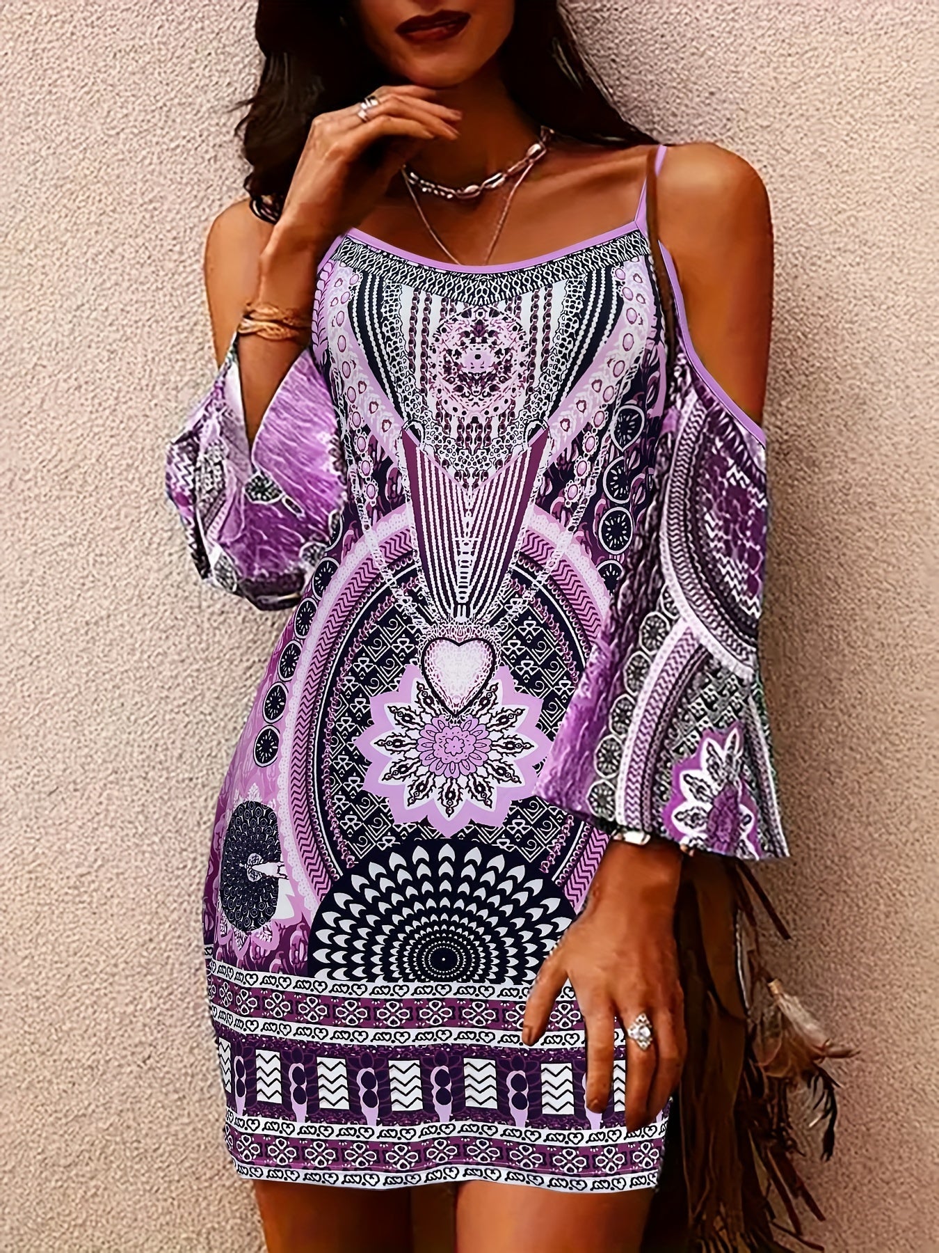 Ophelia | Boho Tunika Sukienka w Drukowane Wzory