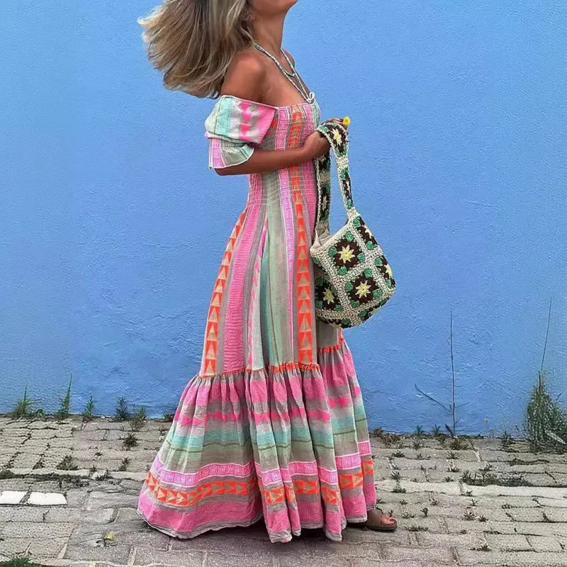Celeste | Sukienka w Kolorowy Patchwork