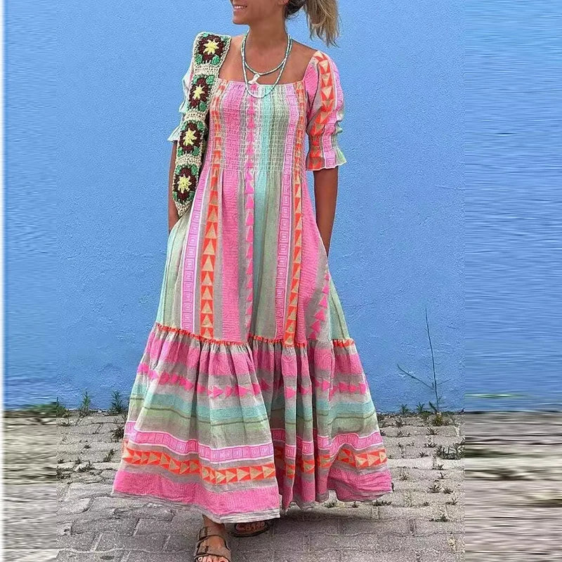 Zinnia | Jesienna Sukienka w Stylu Vintage z Empire Print