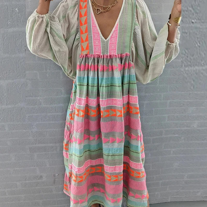 Zinnia | Jesienna Sukienka w Stylu Vintage z Empire Print