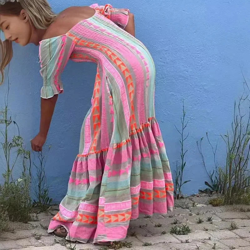 Celeste | Sukienka w Kolorowy Patchwork