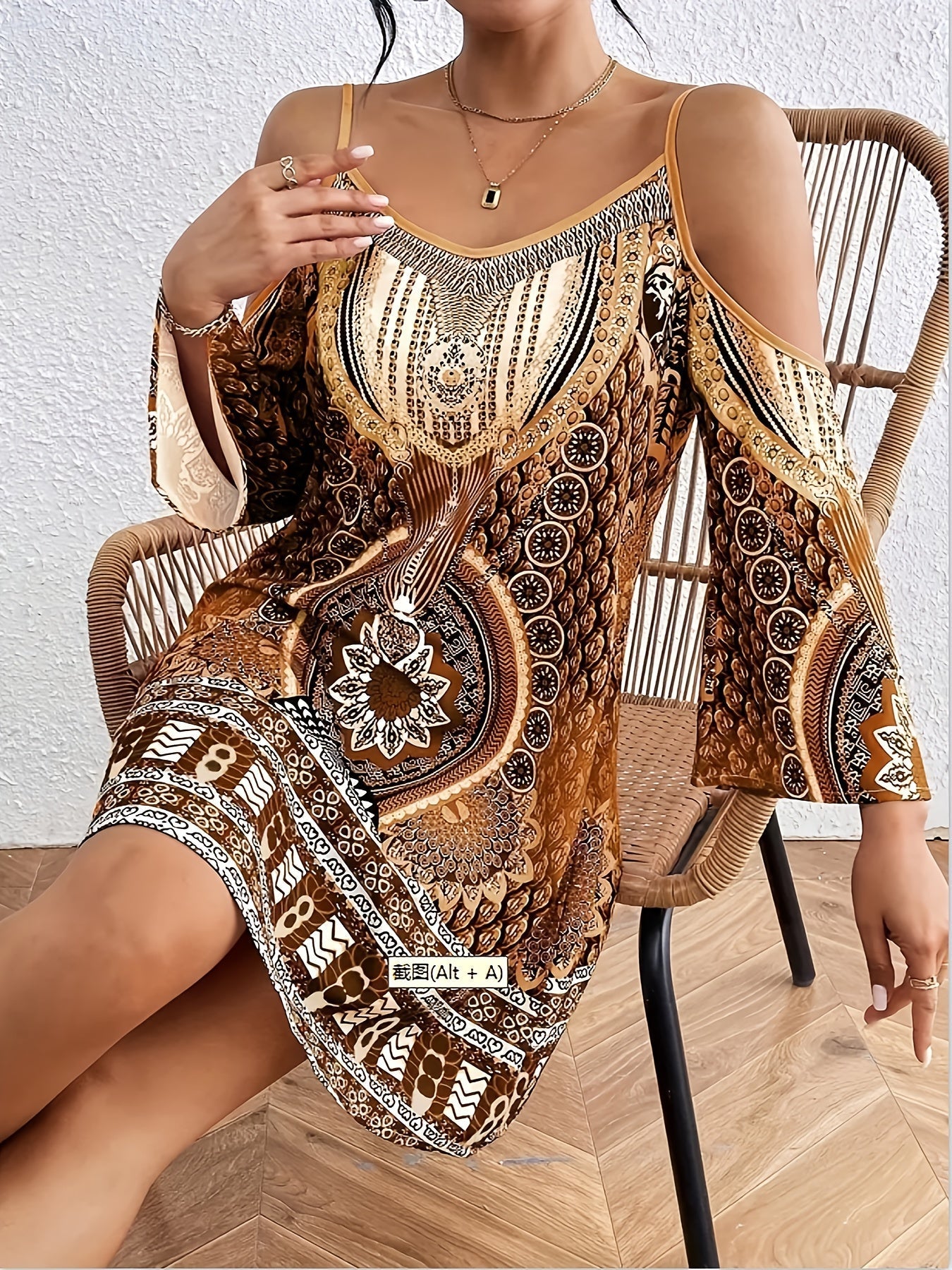 Ophelia | Boho Tunika Sukienka w Drukowane Wzory