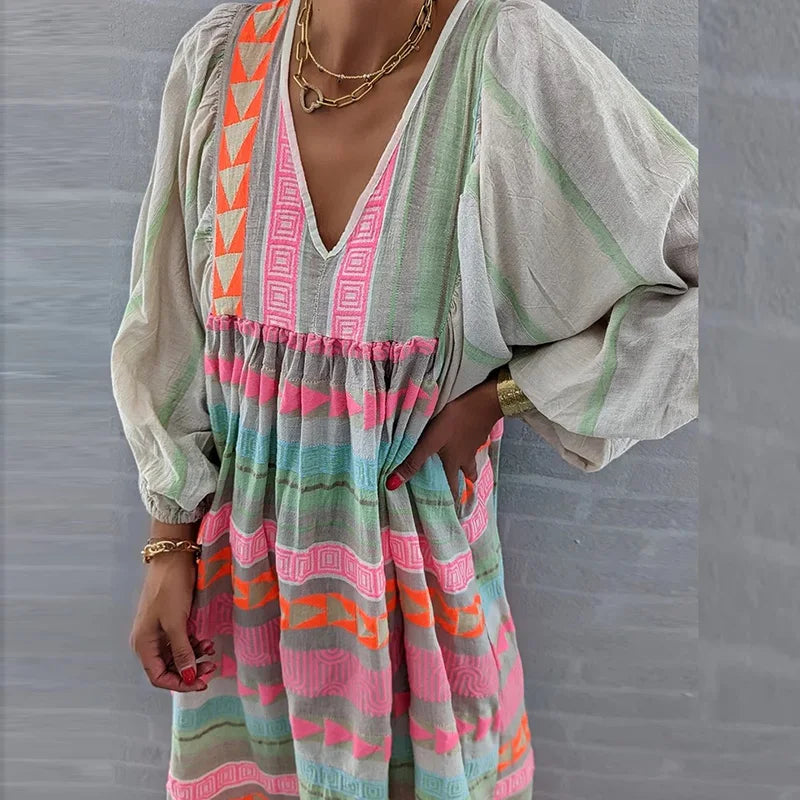 Zinnia | Jesienna Sukienka w Stylu Vintage z Empire Print