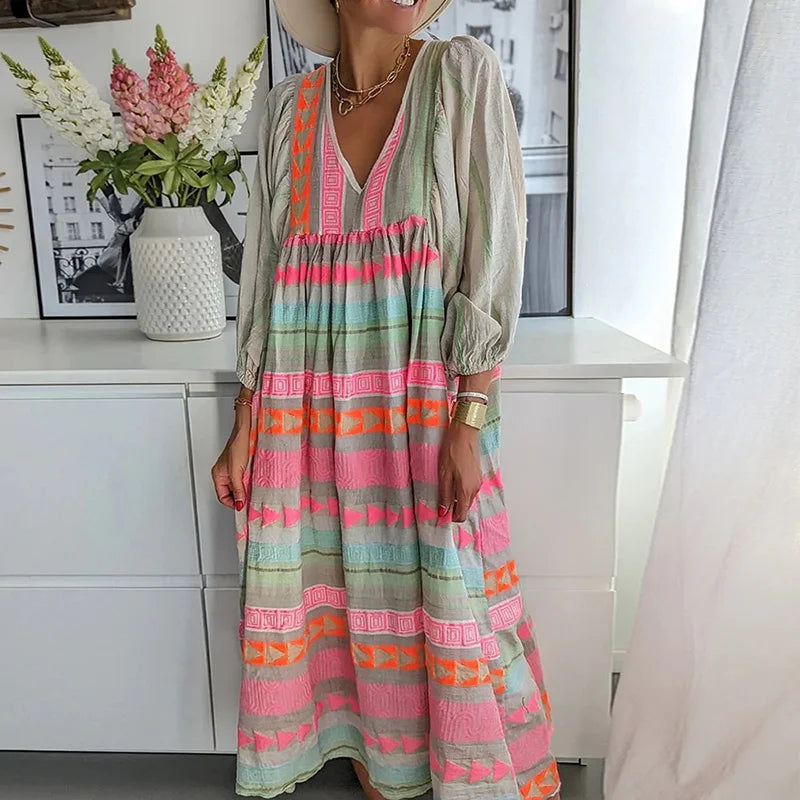 Zinnia | Jesienna Sukienka w Stylu Vintage z Empire Print
